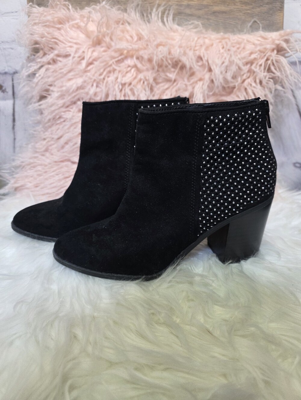 Madden Black Suede Studded Ankle Boots - Women